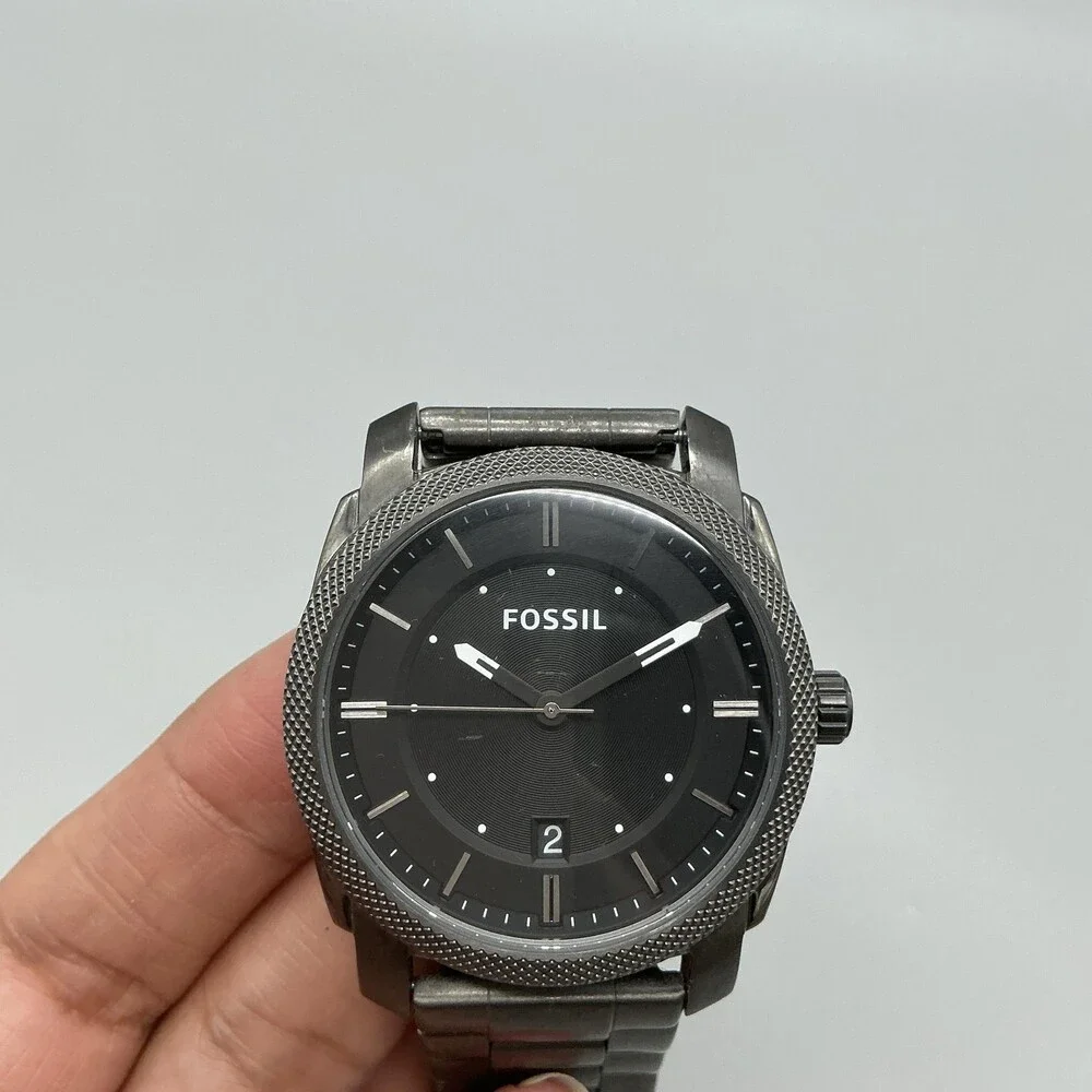 Fossil Machine FS4774 Mens Watch 42mm Stainless Bracelet 50M New Battery 6.5